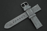 The House Of Straps | Italian Suede Cool Grey Full Stitch Leather Watch Strap