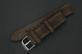 The House Of Straps | Italian Suede Dark Brown Full Stitch Leather Watch Strap