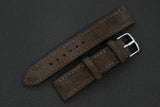 The House Of Straps | Italian Suede Dark Brown Full Stitch Leather Watch Strap