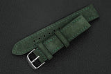 The House Of Straps | Italian Suede Moss Green Full Stitch Leather Watch Strap
