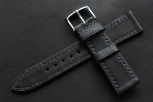 The House Of Straps | Horween Essex Black Full Stitch Leather Watch Strap