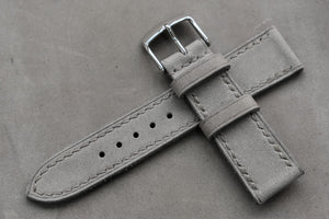 The House Of Straps | Horween Nubuck Grey Full Stitch Leather Watch Strap