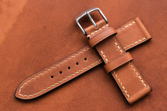 The House Of Straps | Horween Rustic Tan Full Stitch Leather Watch Strap