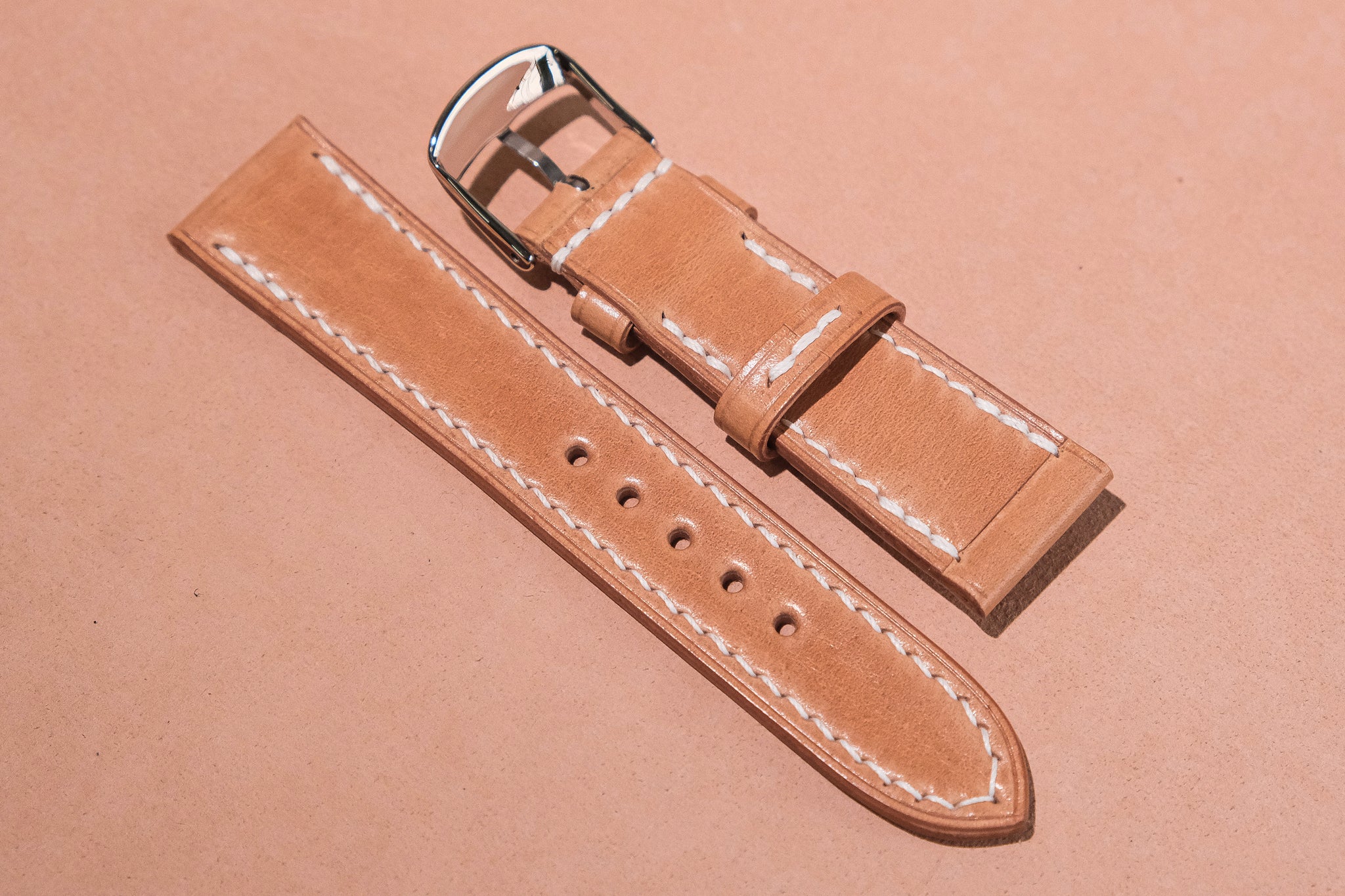 Shinki Hikaku Shell Cordovan Natural Full Stitch Leather Watch