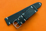 Italian Embossed Dark Blue Side Stitch Leather Watch Strap