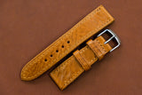 Italian Textured Brown Full Stitch Leather Watch Strap