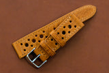 Italian Textured Brown Racing Leather Watch Strap