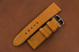 Italian Textured Brown Side Stitch Leather Watch Strap