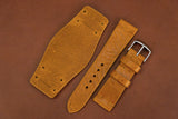 Italian Textured Brown Side Stitch Leather Bund Watch Strap