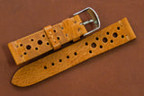 Italian Textured Brown Unlined Racing Leather Watch Strap