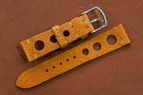 Italian Textured Brown Unlined Rally Leather Watch Strap