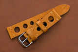 Italian Textured Brown Unlined Rally Leather Watch Strap