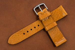 Italian Textured Brown Unlined Side Stitch Leather Watch Strap