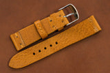 Italian Textured Brown Unlined Side Stitch Leather Watch Strap