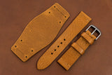 Italian Textured Brown Unlined Side Stitch Leather Bund Watch Strap