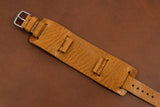 Italian Textured Brown Unlined Side Stitch Newman Bund Watch Strap