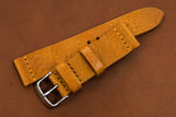Italian Textured Brown Unlined Top Stitch Leather Watch Strap