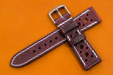 Italian Embossed Burgundy Racing Leather Watch Strap