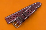 Italian Embossed Burgundy Racing Leather Watch Strap