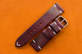 Italian Embossed Burgundy Side Stitch Leather Watch Strap