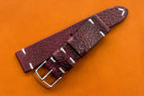 Italian Embossed Burgundy Side Stitch Leather Watch Strap