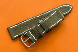 Italian Embossed Olive Green Full Stitch Leather Watch Strap