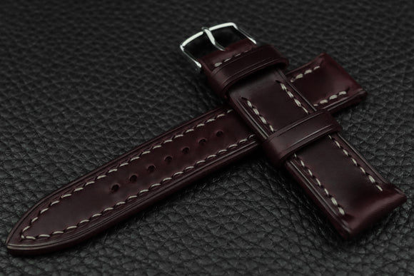 THOS Italian Burgundy Leather Watch Strap