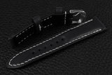 Italian Black Half Padded Leather Watch Strap