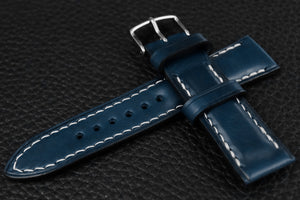 Italian Blue Half Padded Leather Watch Strap