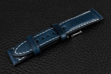 Italian Blue Half Padded Leather Watch Strap
