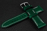 Italian Green Half Padded Leather Watch Strap