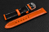 Italian Orange Half Padded Leather Watch Strap