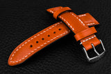 Italian Orange Half Padded Leather Watch Strap