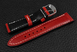 Italian Red Half Padded Leather Watch Strap