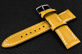 Italian Yellow Half Padded Leather Watch Strap