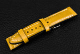 Italian Yellow Half Padded Leather Watch Strap