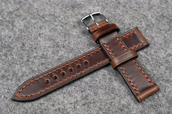 Horween Chromexcel Brown Full Stitch Leather Watch Strap