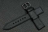 Chevre Black Full Stitch Leather Watch Strap