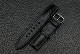 Chevre Black Half Padded Leather Watch Strap