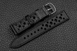 Chevre Black Racing Leather Watch Strap