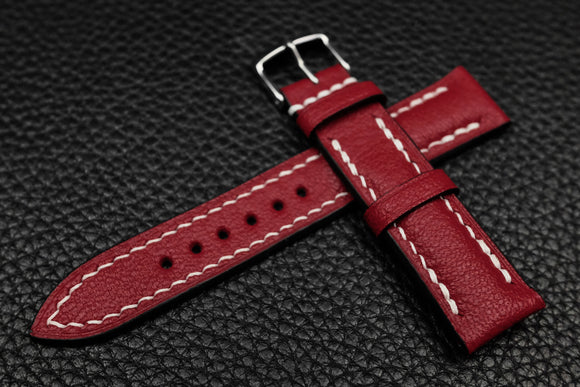Alran Chevre Dark Red Half Padded Leather Watch Strap
