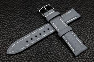 Alran Chevre Grey Half Padded Leather Watch Strap