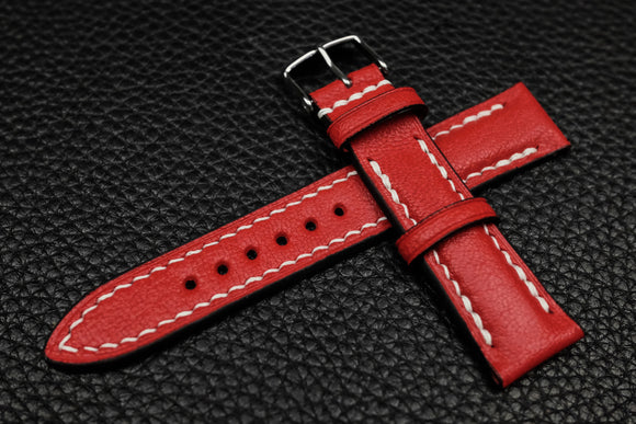 Alran Chevre Red Half Padded Leather Watch Strap