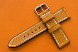 Epsom Gold Full Stitch Leather Watch Strap