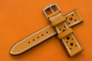 Epsom Gold Racing Leather Watch Strap