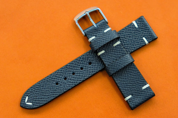 Epsom Navy Side Stitch Leather Watch Strap