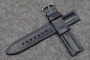 Horween Chromexcel Navy Half Padded Leather Watch Strap
