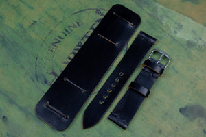The House Of Straps | Horween Shell Cordovan Black Newman Bund Strap