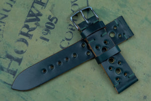 Horween Shell Cordovan Dark Green Unlined Racing Leather Watch Strap
