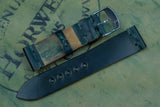 Horween Shell Cordovan Dark Green Unlined Side Stitch Leather Watch Strap